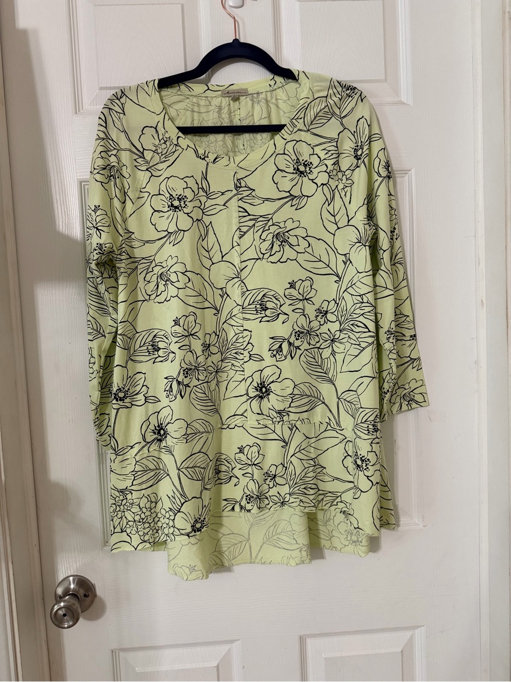 Floral Print Scoop Neck Blouse - Light Green